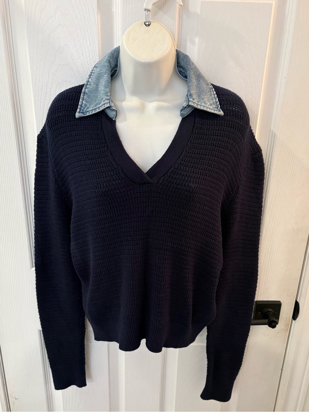 NWOT - Kobi Halperin Deep Navy V-Neck Knit Sweater